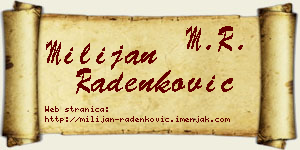 Milijan Radenković vizit kartica